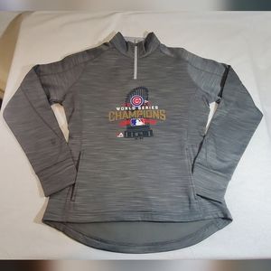 2016 Chicago Cubs MLB Championship Majestic 1/4 Zip Pullover Fleece Sweater